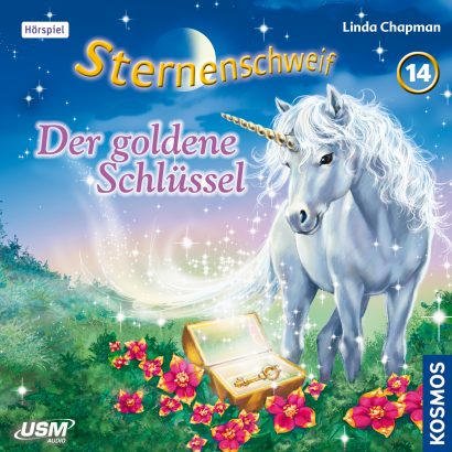 Cover „Sternenschweif Folge 14 Der goldene Schlüssel“ – Hörspiel für Kinder und Einhorn-Fans