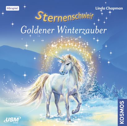 Cover „Sternenschweif Folge 51 Goldener Winterzauber“ – Hörspiel für Kinder und Einhorn-Fans