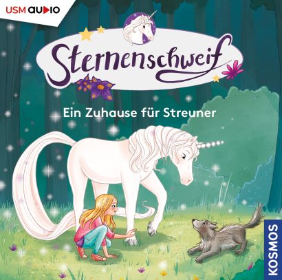 Cover „Sternenschweif Folge 58 Ein Zuhause für Streuner“ – Hörspiel für Kinder und Einhorn-Fans