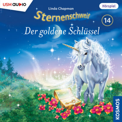 Cover „Sternenschweif Folge 14 Der goldene Schlüssel“ – Hörspiel für Kinder und Einhorn-Fans
