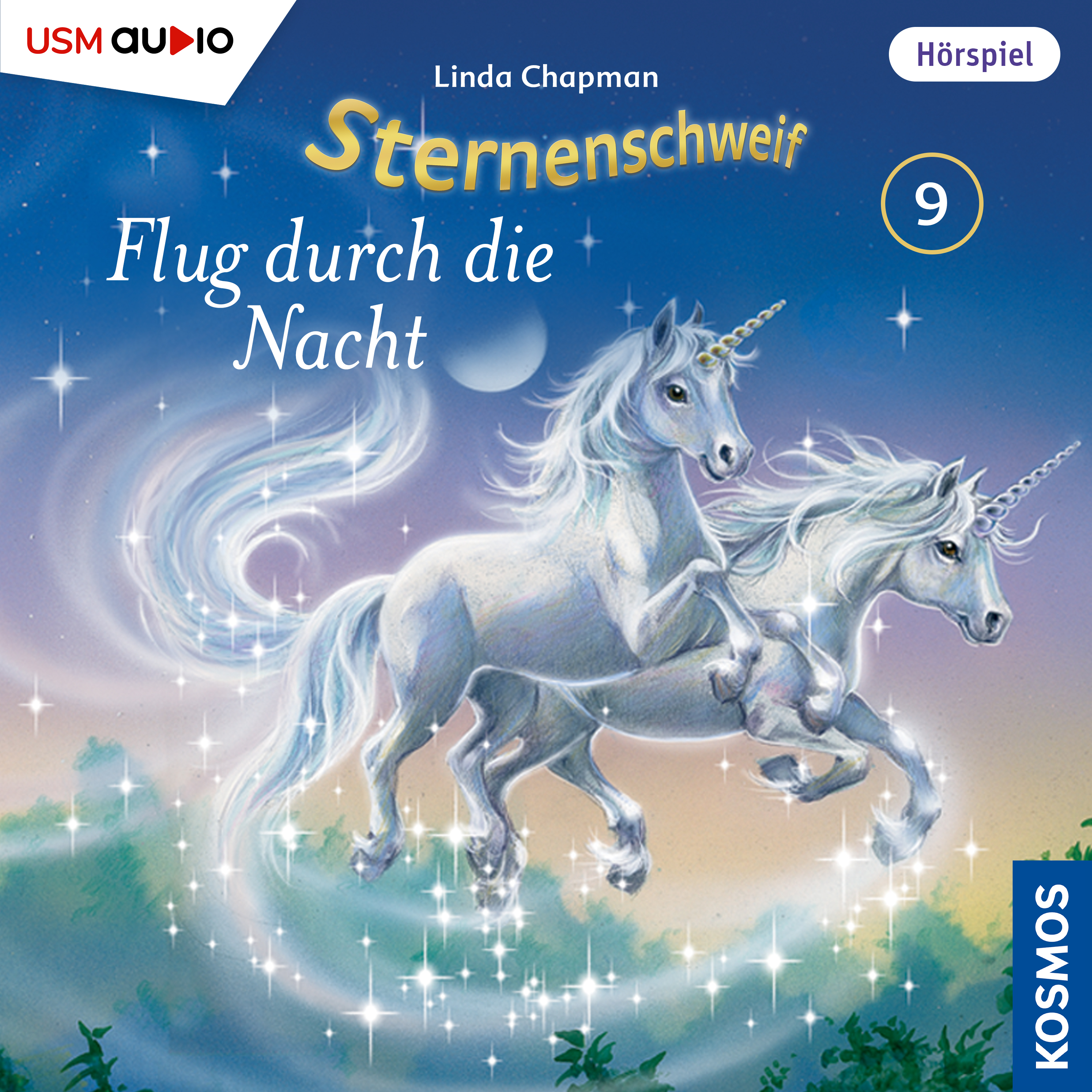 Cover „Sternenschweif Folge 9 Flug durch die Nacht“ – Hörspiel für Kinder und Einhorn-Fans