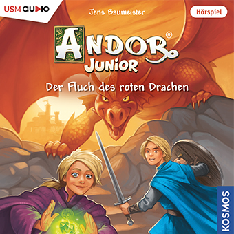 Andor Junior - Der Fluch des roten Drachen - Folge 1 Hörspielreihe für Kinder Cover Andor Junior - Der Fluch des roten Drachen - Folge 1 der Kinderhörspielreihe von Jens Baumeister