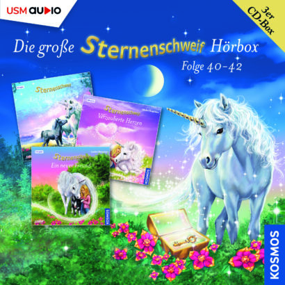 Die große Sternenschweif Hörbox Folge 40-42 Cover „Sternenschweif Hörbox Folge 40-42“ – Hörspiel für Kinder und Einhorn-Fans
