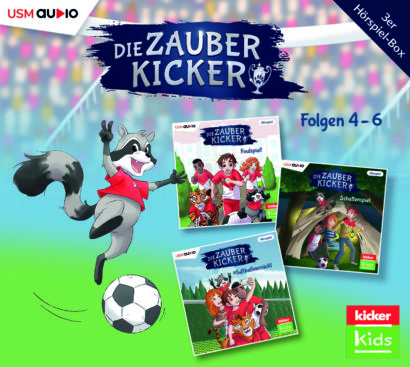 Die Zauberkicker: Hörspielbox 2 - Folge 4-6 der kicker Kids Kinderhörspielreihe Cover Die Zauberkicker: Hörspielbox 2 - Folge 4-6 der kicker Kids Kinderhörspielreihe